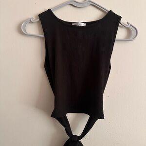 Black Tie Back Tank Top